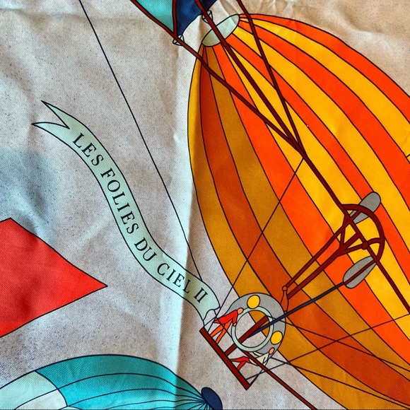 100% Authentic Hermes Silk Scarf “Les Folie Du Ciel II” - Picture 2 of 4